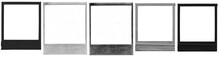 Set Vintage Polaroid, Instant Photo Frame Isolated Overlays In Transparent PNG, Polaroid Frame, Design Element. Royalty High-quality Free Stock Collection Of Empty White Photo Frame Overlay