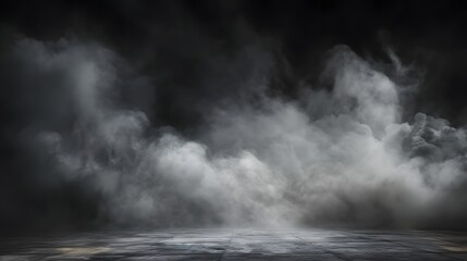 Texture dark concrete floor with mist or fog, AI generative