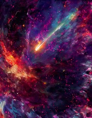 Wall Mural - Fireworks, celebration of cosmic vortex and lights in space, in an alien galaxy for beautiful, motion backgrounds. explosion of colors swirl around and moving fast.