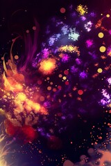 Wall Mural - Fireworks, celebration of cosmic vortex and lights in space, in an alien galaxy for beautiful, motion backgrounds. explosion of colors swirl around and moving fast.