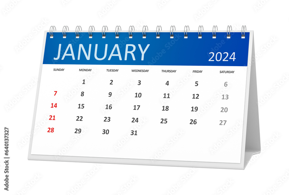 table calendar 2024 january isolated on transparent background Stock ...