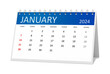 table calendar 2024 january isolated on transparent background