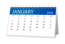 Table Calendar 2024 January Isolated On Transparent Background