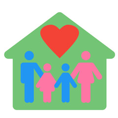 Poster - home family icon with heart symbol icon 