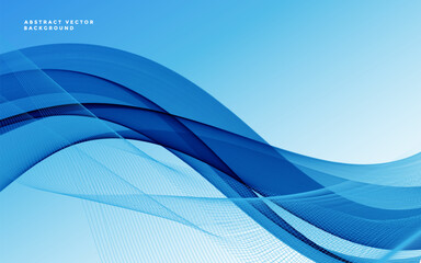 Wall Mural - Blue gradient wavy background. Smooth gradient background vector