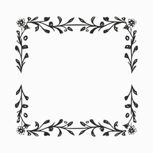 Vector Square Frame Vintage. Floral Design Elements For Monograms, Invitations, Frames, Menus, Labels, And Websites. Graphic Elements For Café And Retail Catalogs And Brochures