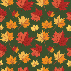 Wall Mural - cute vector autumn background with leaves