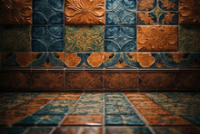 Rustic Grungy Ceramic Tile Wall Background