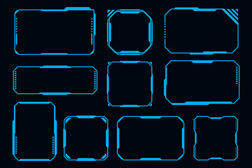 Wall Mural - vector futuristic set digital frame element. technology hud sci-fi square shape.