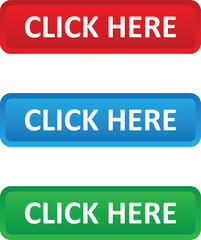 Poster - click here vector web button. Web button with action of click here. UI button concept. Vector illustration