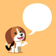 Cartoon a cute beagle dog with speech bubble for design.