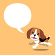 Cartoon cute beagle dog with speech bubble for design.