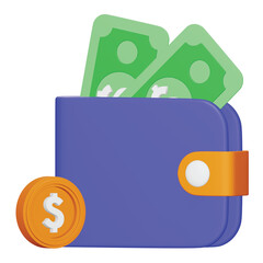 Poster - Wallet 3d rendering isometric icon.