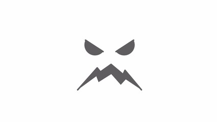 Poster - Spooky creepy face for jack o lantern bw 2D object animation. Scary horror outline cartoon 4K video, alpha channel. Fairytale nightmare. Halloween face animated icon isolated on white background