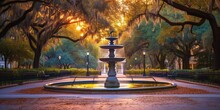 Forsyth Park In Savannah, Georgia, USA