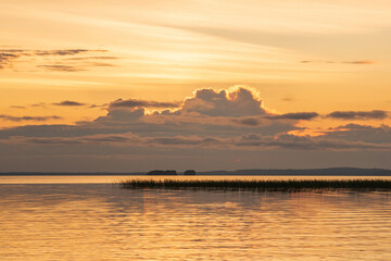 Wall Mural - natural landscape, white night over the wide northern lake