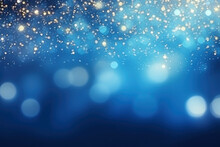 Abstract Blue Background With Bokeh And Highlights, Festive Backdrop. AI Generative.