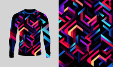 Long Sleeve Jersey Geometric Texture For Extreme Sport, Racing, Gym, Cycling, Training, Motocross, Travel. Vector Backdrop