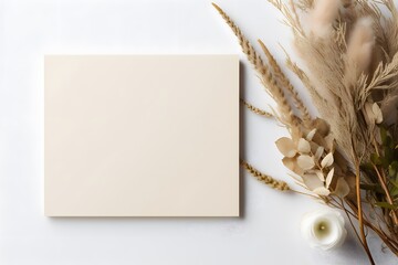 White invitation card mockup