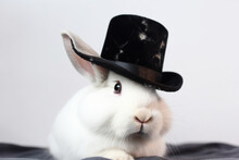 A Cute Bunny Wearing A Magic Hat