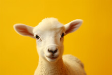 A Small And Cute Lamb, Yellow Background