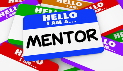 Mentor Name Tag Sticker Leader Advice Wisdom Networking 3d Illustration