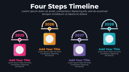 Business infographic elements with dark theme