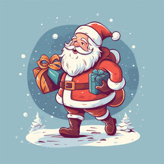 Wall Mural - illustration winter cartoon claus red santa present holiday gift christmas. Generative AI.