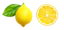 Ripe Lemon Isolated On Transparent Background. PNG Format