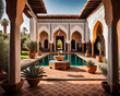 amazing historic moroccan villa in a tropical garden - generative ai