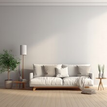 Natural Contemporary Living Room Mockup Template Room Ideas Cosy Comfort Sofa With Blank Space Wall Backdrop Cosy Interior Decorating House Beautiful Background