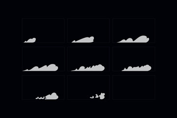 Wall Mural - Dust explosion 2d cartoon animation. Smoke animated sprite sheet. fire animation.