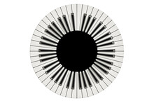 Abstract Piano Keys Radially Arranged . Abstract 3d Illustration Of Circle Piano Keys 