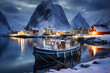 Night scene of Lofoten, Norway in the winter period