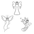 set of angels doodles, cute angel cartoons,