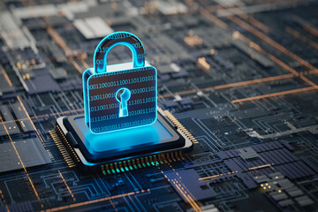 Background of the lock shape of cybersecurity and privacy concepts, 3d rendering