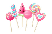 6 Bright Vector Lollipops In Trendy Colors