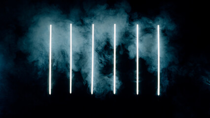 Wall Mural - Colored neon light with smoke