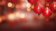 Joyful Chinese New Year, Red lanterns light up the night, spring couplets usher in luck, and bokeh sparkles with festive delight