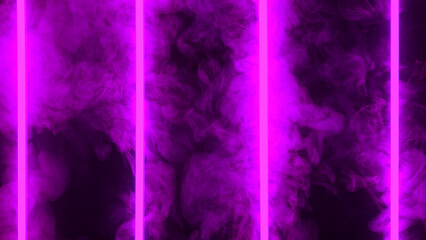 Wall Mural - Colored neon light with smoke