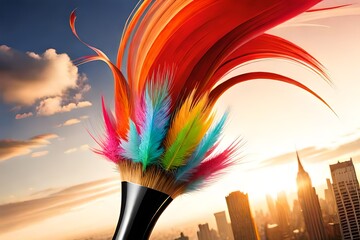 Wall Mural -  paint brush abstract rainbow background