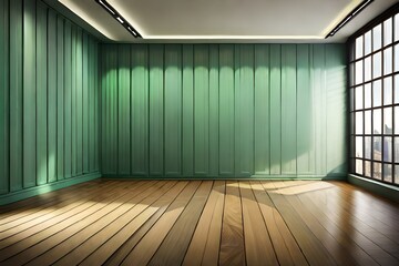 Wall Mural - empty room with wooden wall