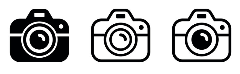 Poster - Camera icon set vector. Photo camera simbols collection in flat and line, outline styles isolated. Vector illustration