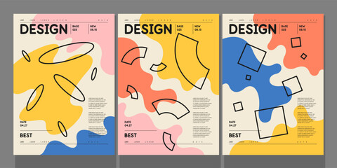 Poster - A set of vector illustrations. Abstract posters. Images of geometric shapes and abstract elements.