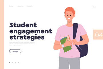 Advertising landing page template for online service providing student engagement strategies