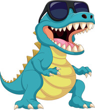 Cute Dinosaur Wearing Sunglasses Cartoon
