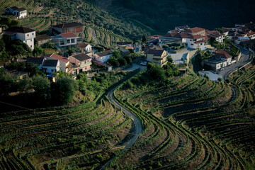 Sticker - View of the village and vineyards of the Douro Valley, Portugal.