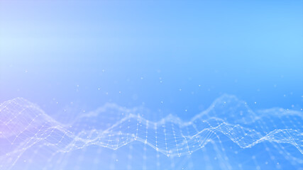 Aufkleber - digital technology White polygons connected on beautiful pastel pink blue gradient abstract background.