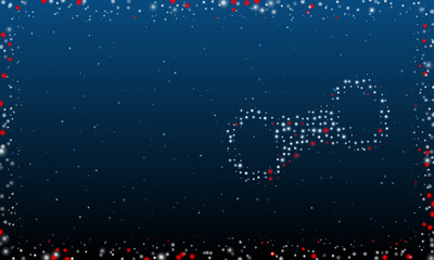 Poster - On the right is the handcuffs symbol filled with white dots. Pointillism style. Abstract futuristic frame of dots and circles. Some dots is red. Vector illustration on blue background with stars