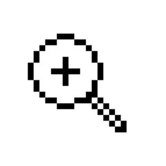 Aufkleber - Pixel magnifying glass mouse cursor icon. Clipart image isolated on white background